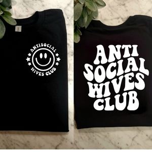 Wife shirt cute retro antisocial wives club humor funny married popular